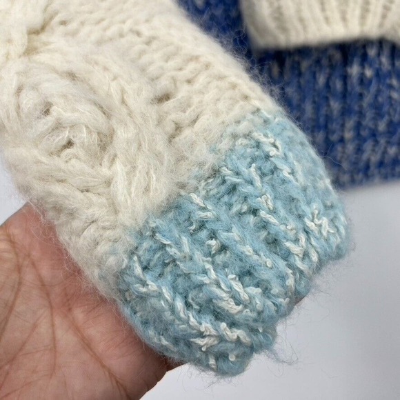 Anthropologie Handknit & Heartfelt Patchwork Cable Knit Sweater Small Alpaca - Picture 6 of 10